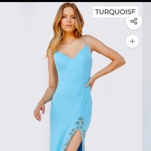 Jovani 09009 turquoise formal gown stunning  size 4